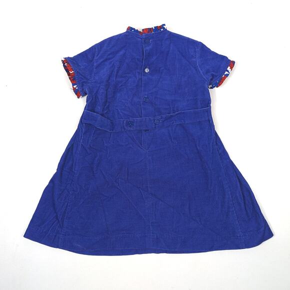 EPK Dress Girls Size 4 Blue Red Corduroy Pleated - Picture 3 of 5